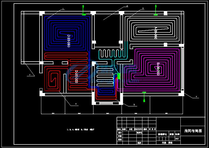 100平米戶式空氣源熱泵水地暖系統(tǒng)設(shè)計(jì)含cad圖紙說明書